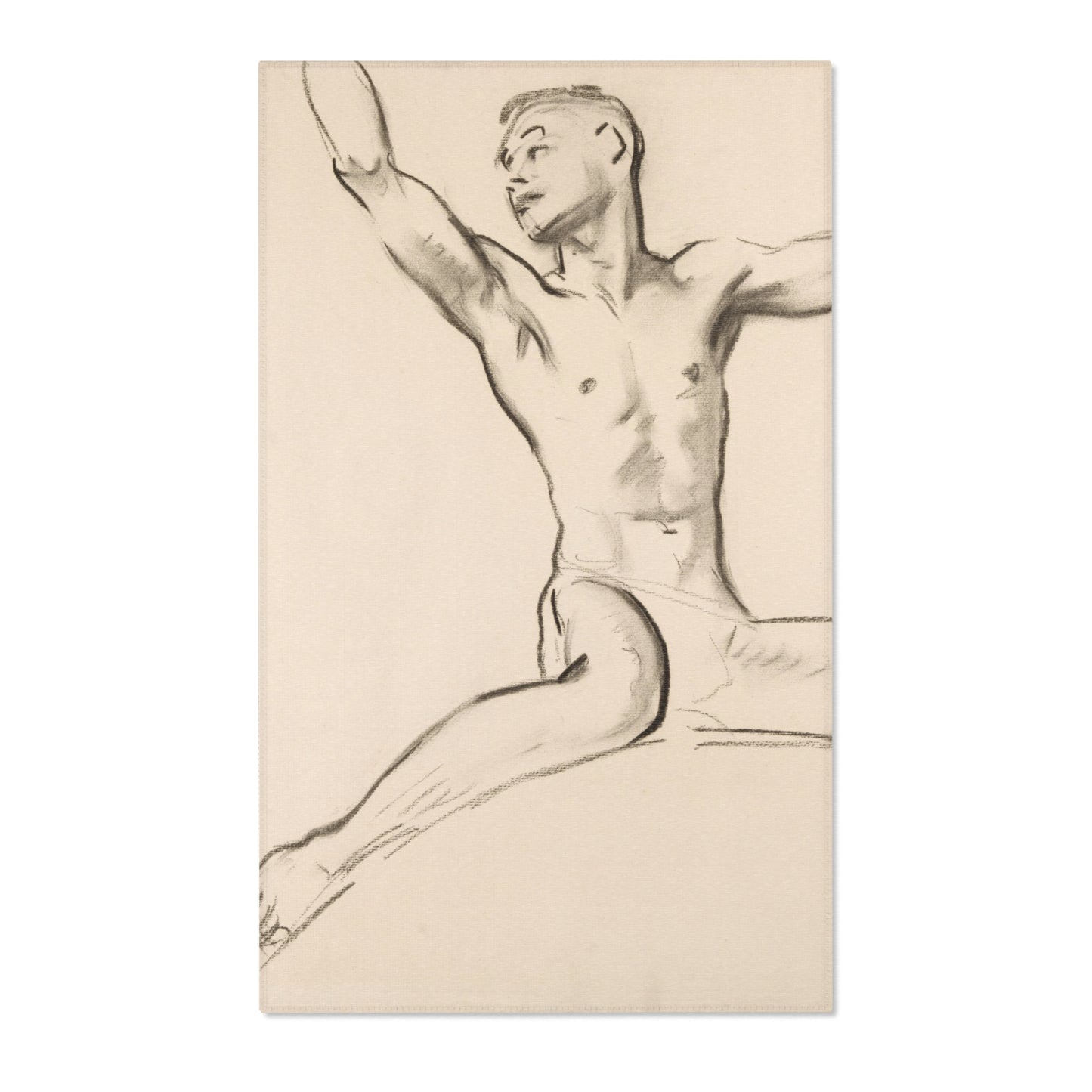 John Singer Sargent - Seated Male Nude, Arms Uplifted | Area Rug