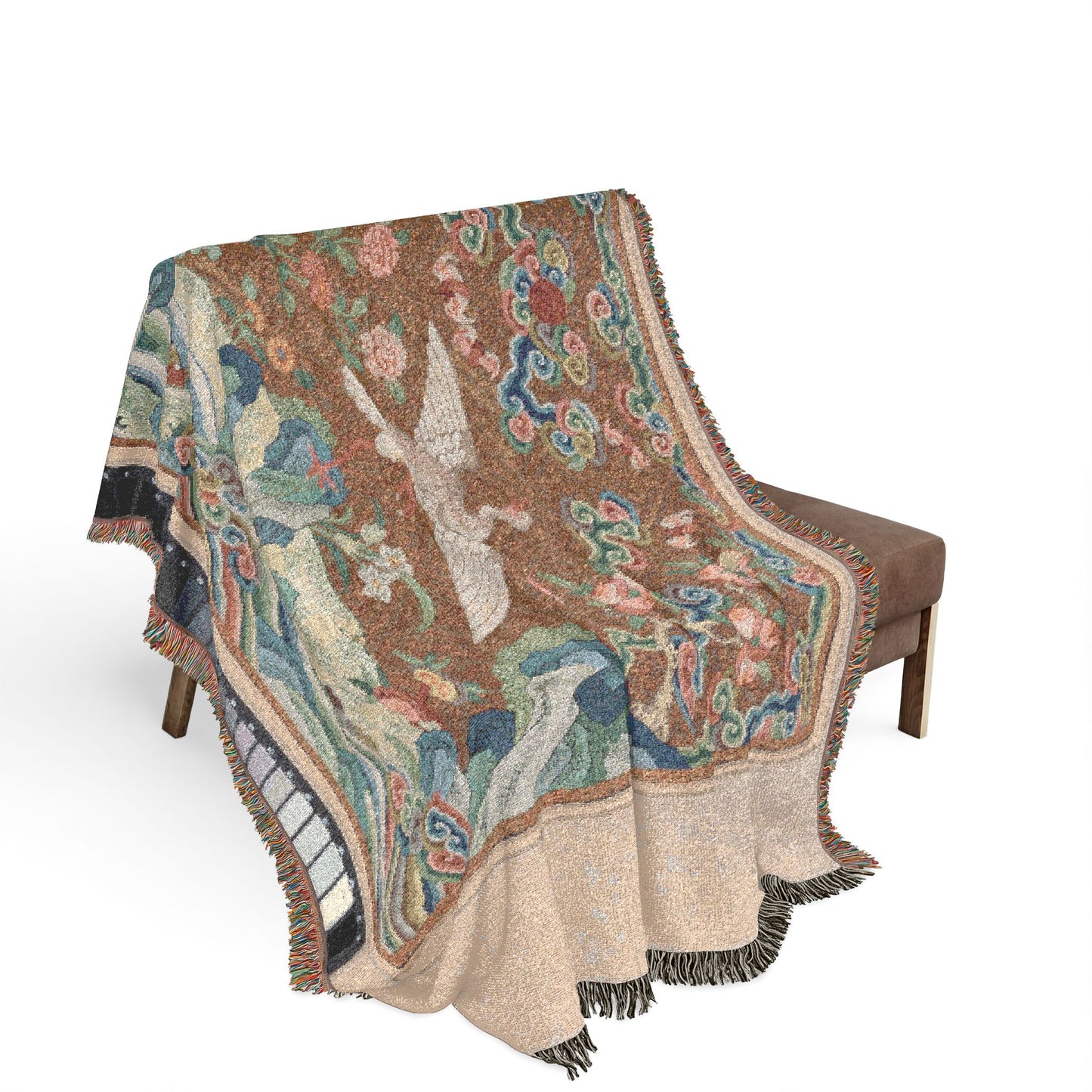 150_rank-badge-with-bird-and-flower-motifs | Woven Tapestry Blanket