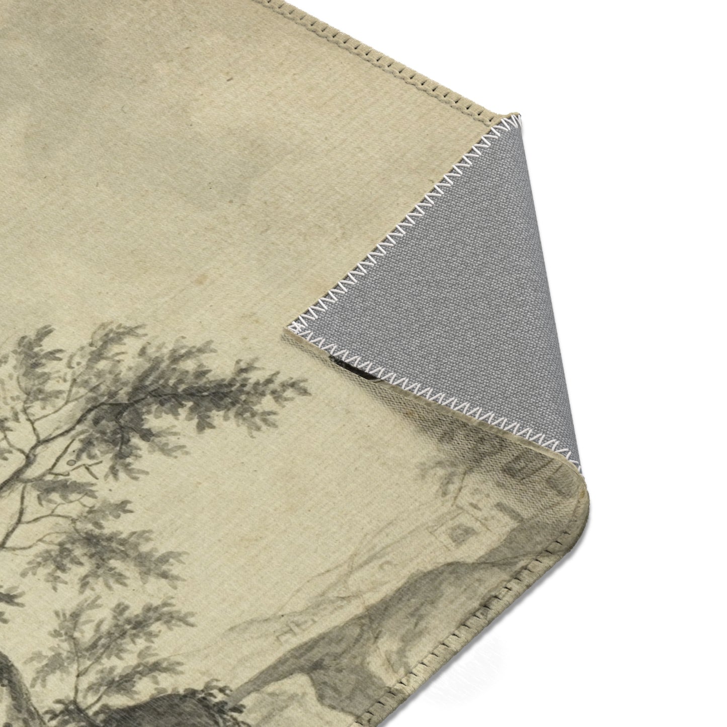 Jacob van Ruisdael - Landscape with Tree on Road to Buildings | Area Rug