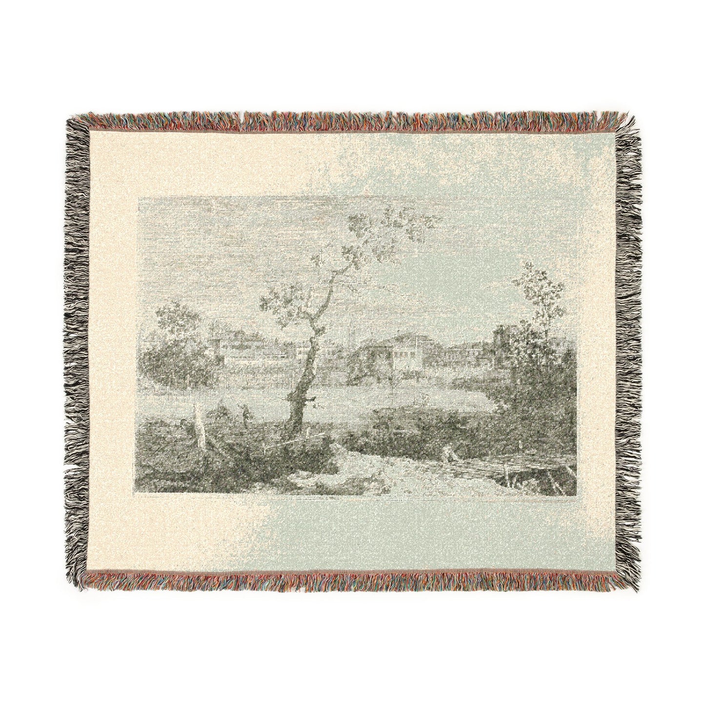 Canaletto - View of a Town on a River Bank, from Vedute | Woven Tapestry Blanket