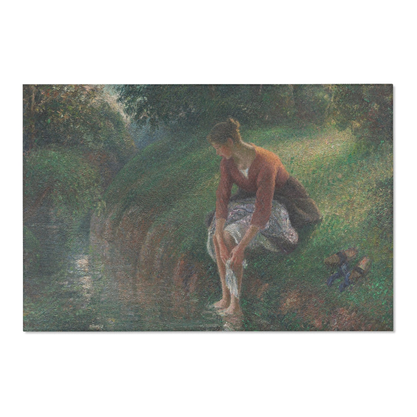 Camille Pissarro - Woman Bathing Her Feet in a Brook | Area Rug