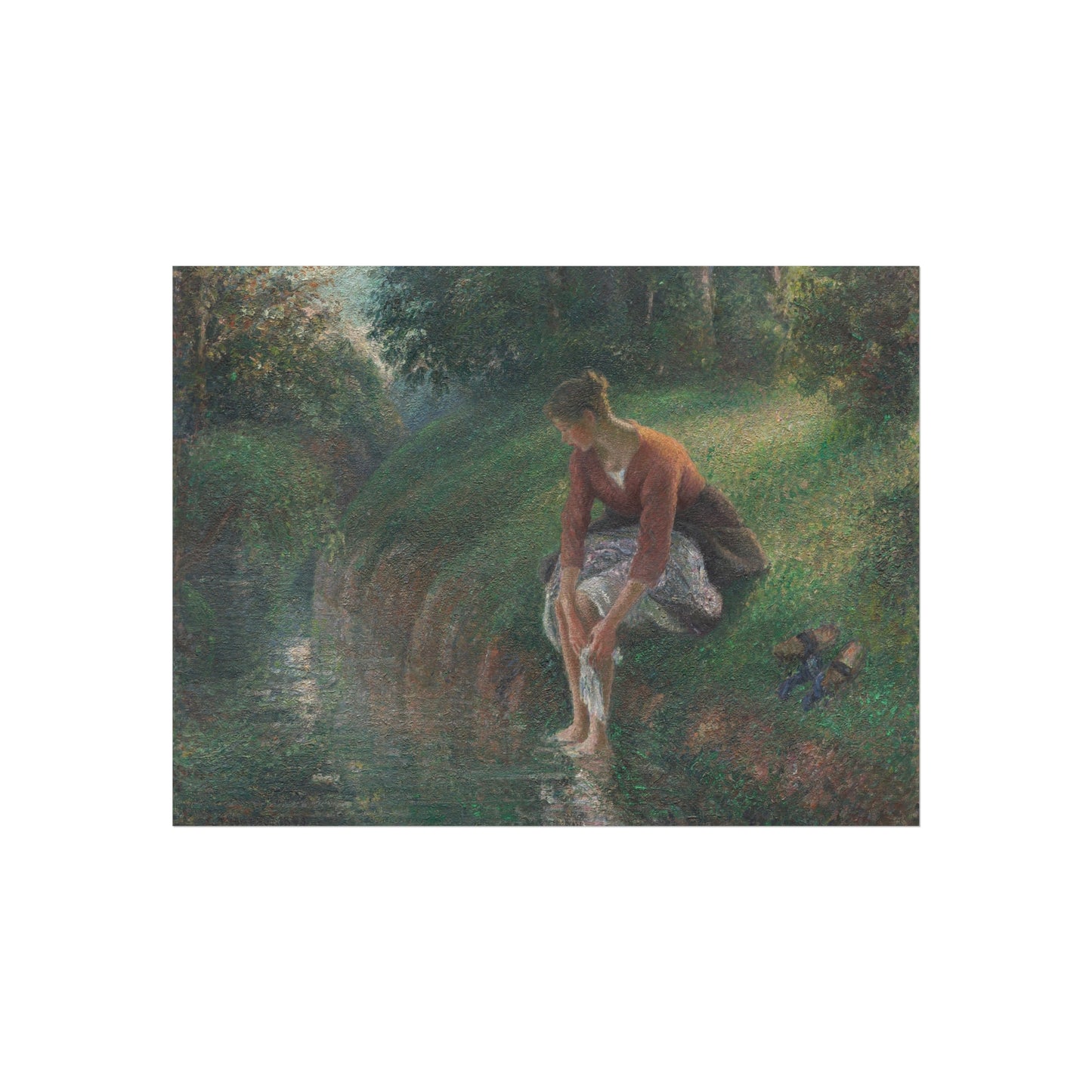 Camille Pissarro - Woman Bathing Her Feet in a Brook | Fine Art Poster