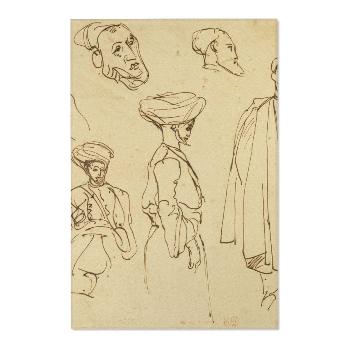 Sketches of Algerian Men — Delacroix Area Rug