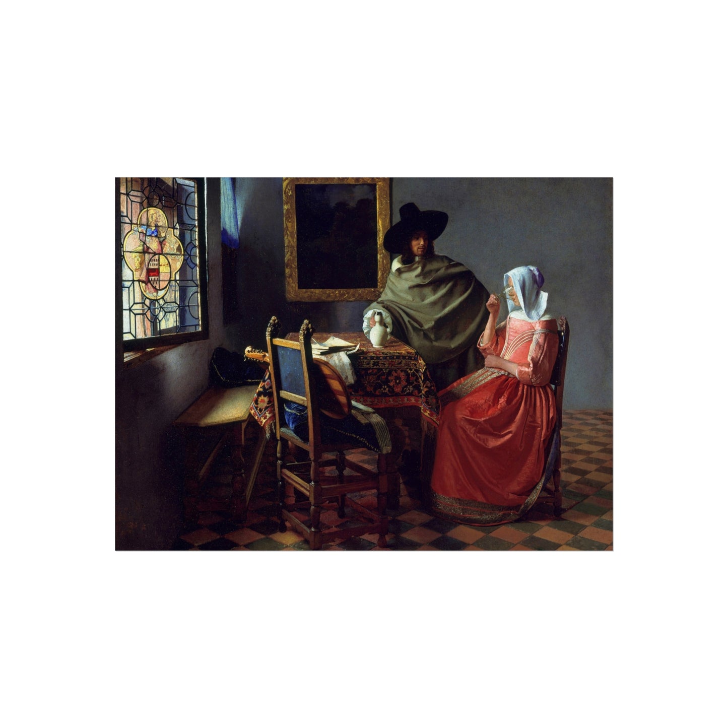 Jan Vermeer van Delft - The Glass of Wine - Google Art Project | Fine Art Poster