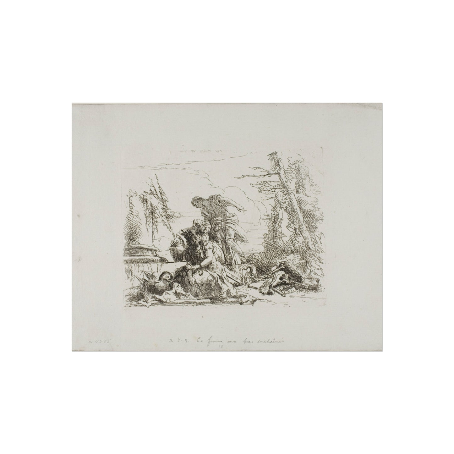 Giovanni Battista Tiepolo - A Woman with her Arms in Chains and Four Other Figures, from Capricci | Fine Art Poster