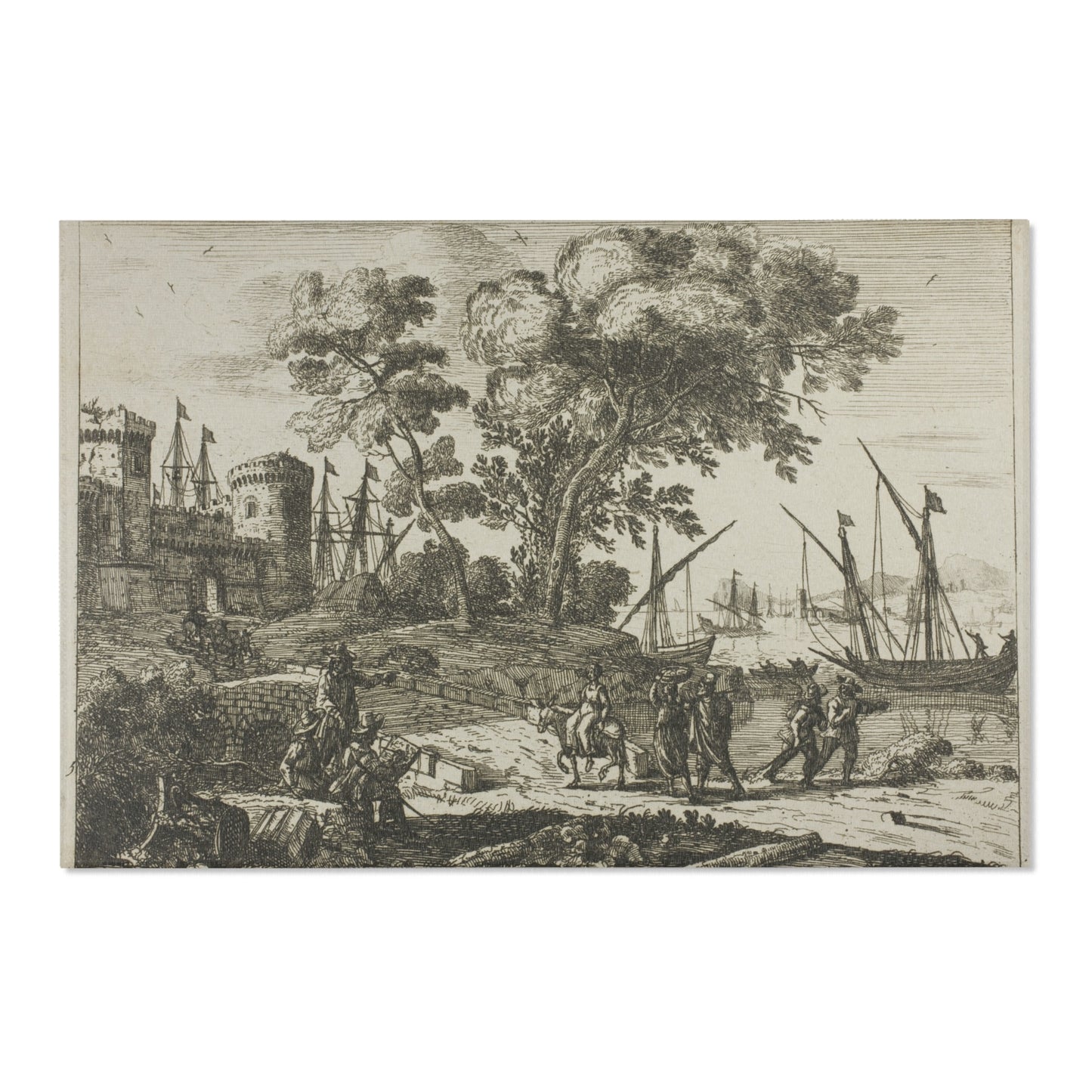 Claude Lorrain - Coast Scene with an Artist Drawing | Area Rug