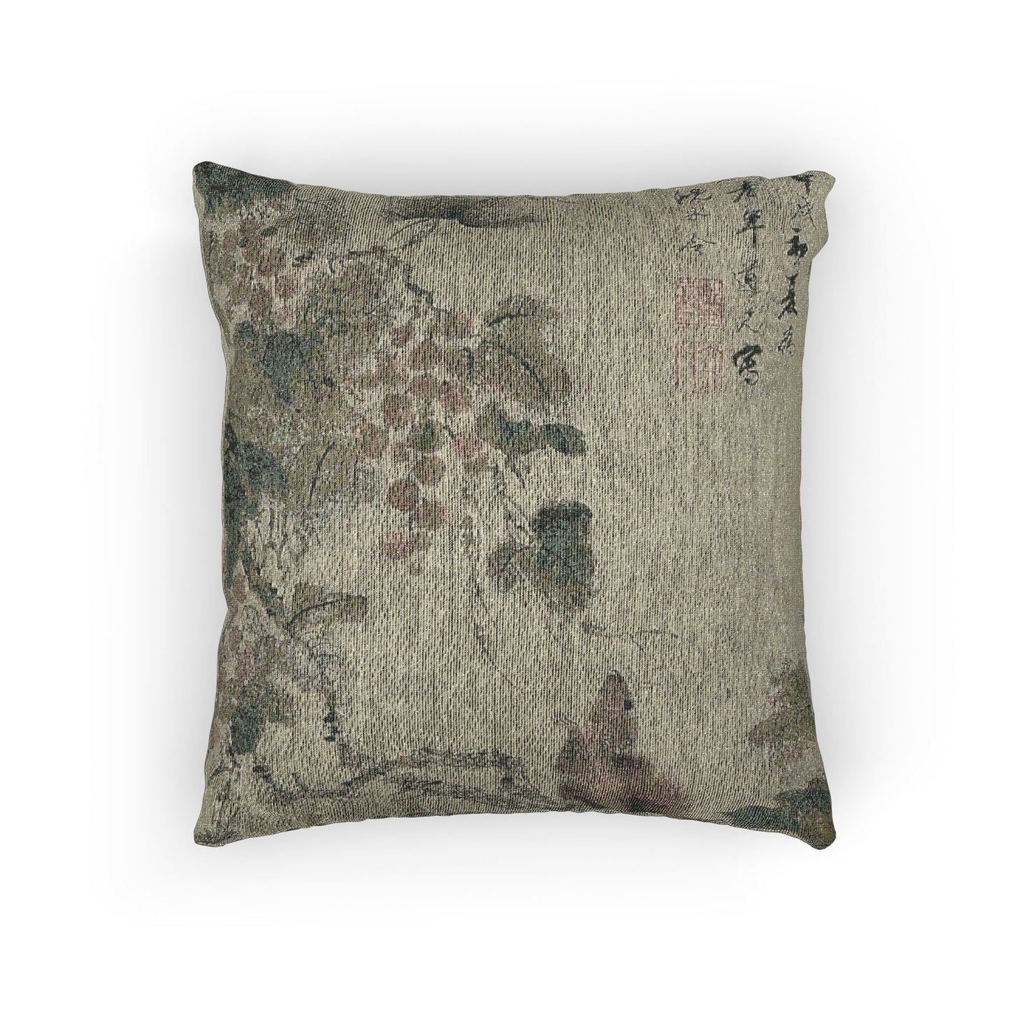 Squirrel and Grapes Woven Pillow