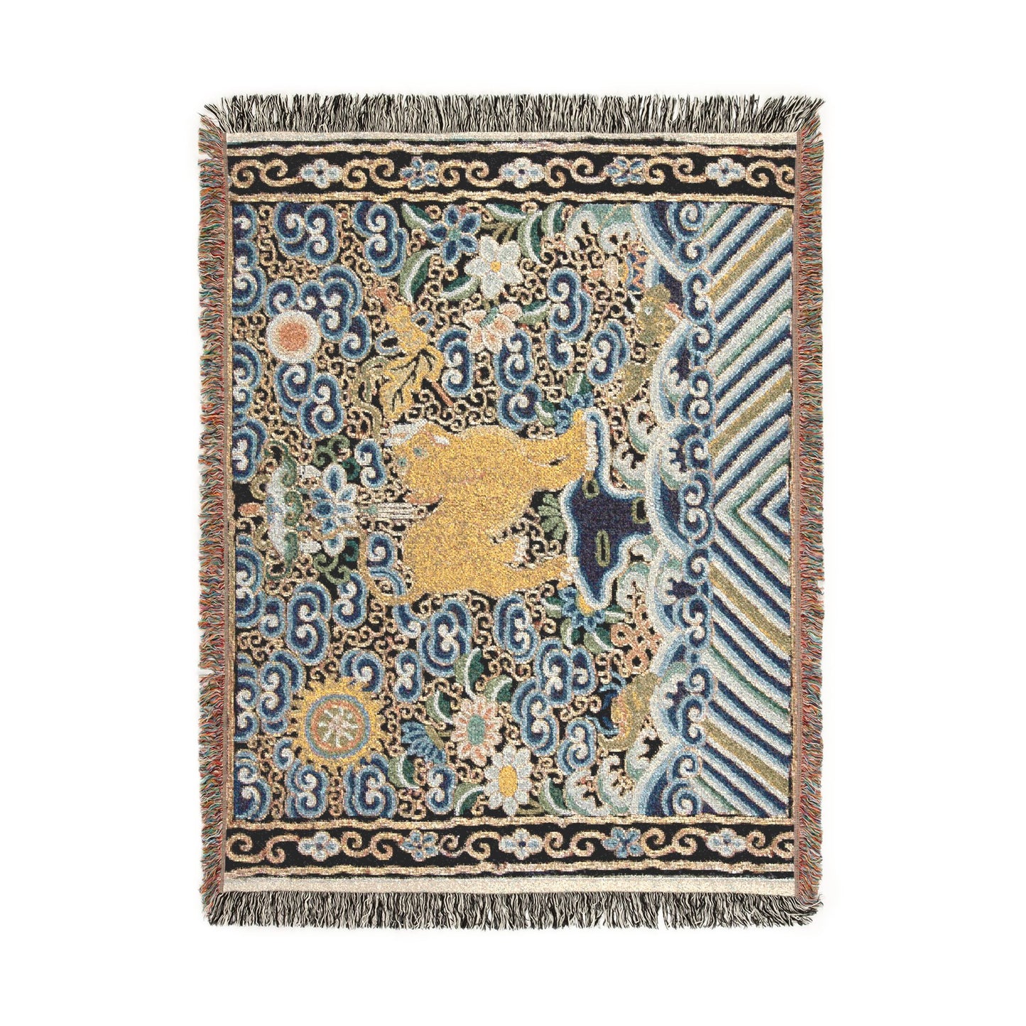 143_rank-badge-with-tiger | Woven Tapestry Blanket