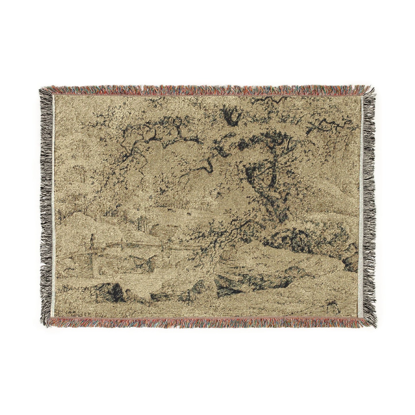 Jacob van Ruisdael - Landscape with Figure Resting Under Tree by Stream | Woven Tapestry Blanket