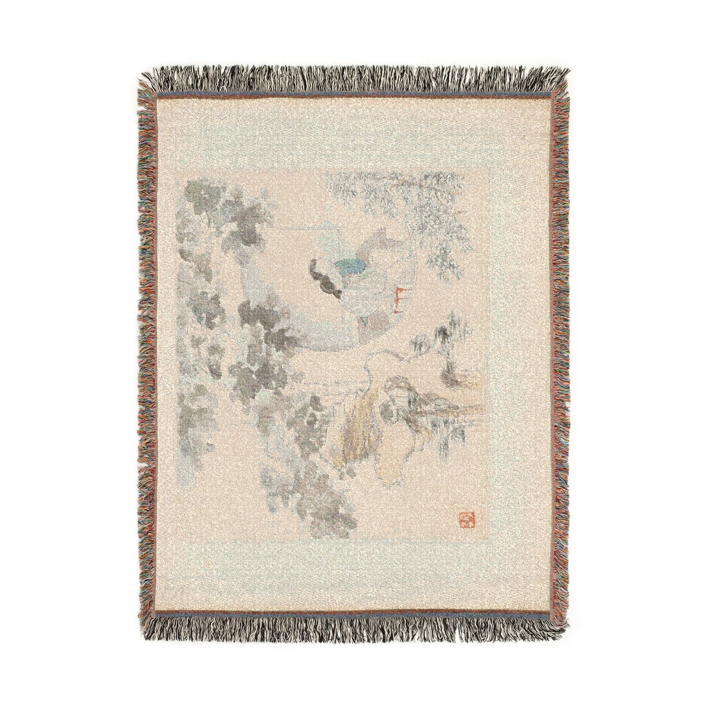 117_two-women-with-needlework-in-a-garden | Woven Tapestry Blanket