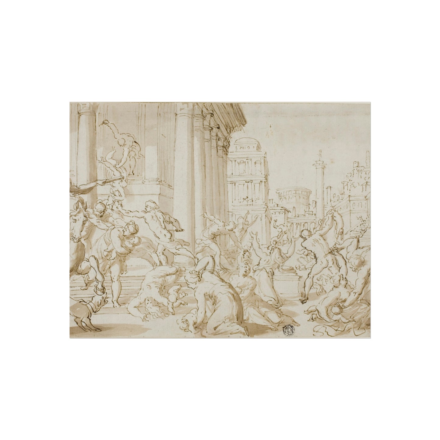 School of Nicolas Poussin - Massacre of the Innocents (recto); Figure Sketches (verso) | Fine Art Poster