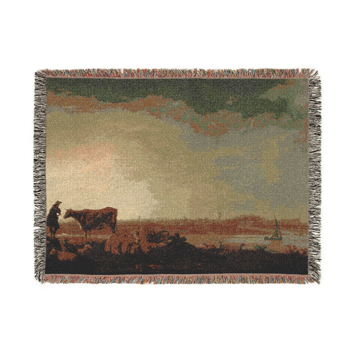 Aelbert Cuyp - A View of Vianen with a Herdsman and Cattle by a River | Woven Tapestry Blanket