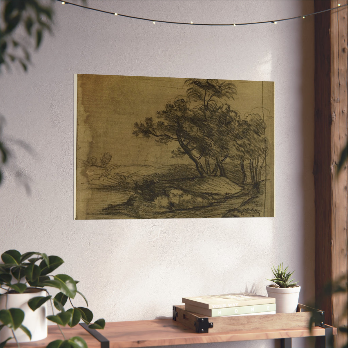 River Bank with Trees (recto); Herd of Cattle Beneath Trees, with Inset Sketch of Landscape (verso) — John Constable Fine Art Poster