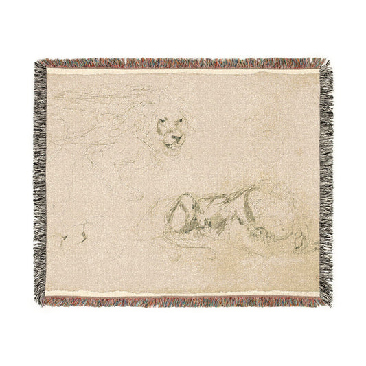 Studies of Lions — Delacroix Tapestry Blanket