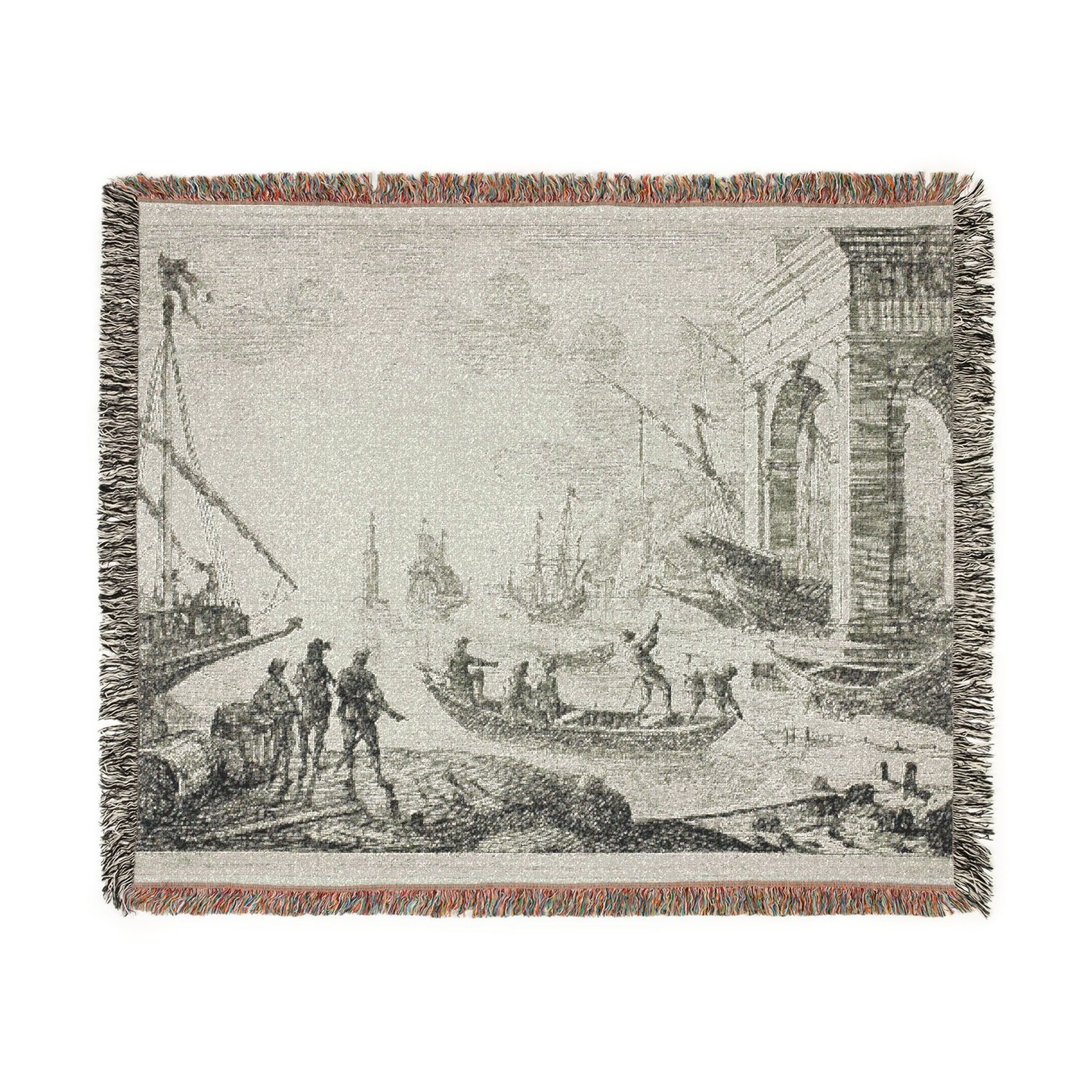 Claude Lorrain - Harbor Scene with a Lighthouse | Woven Tapestry Blanket