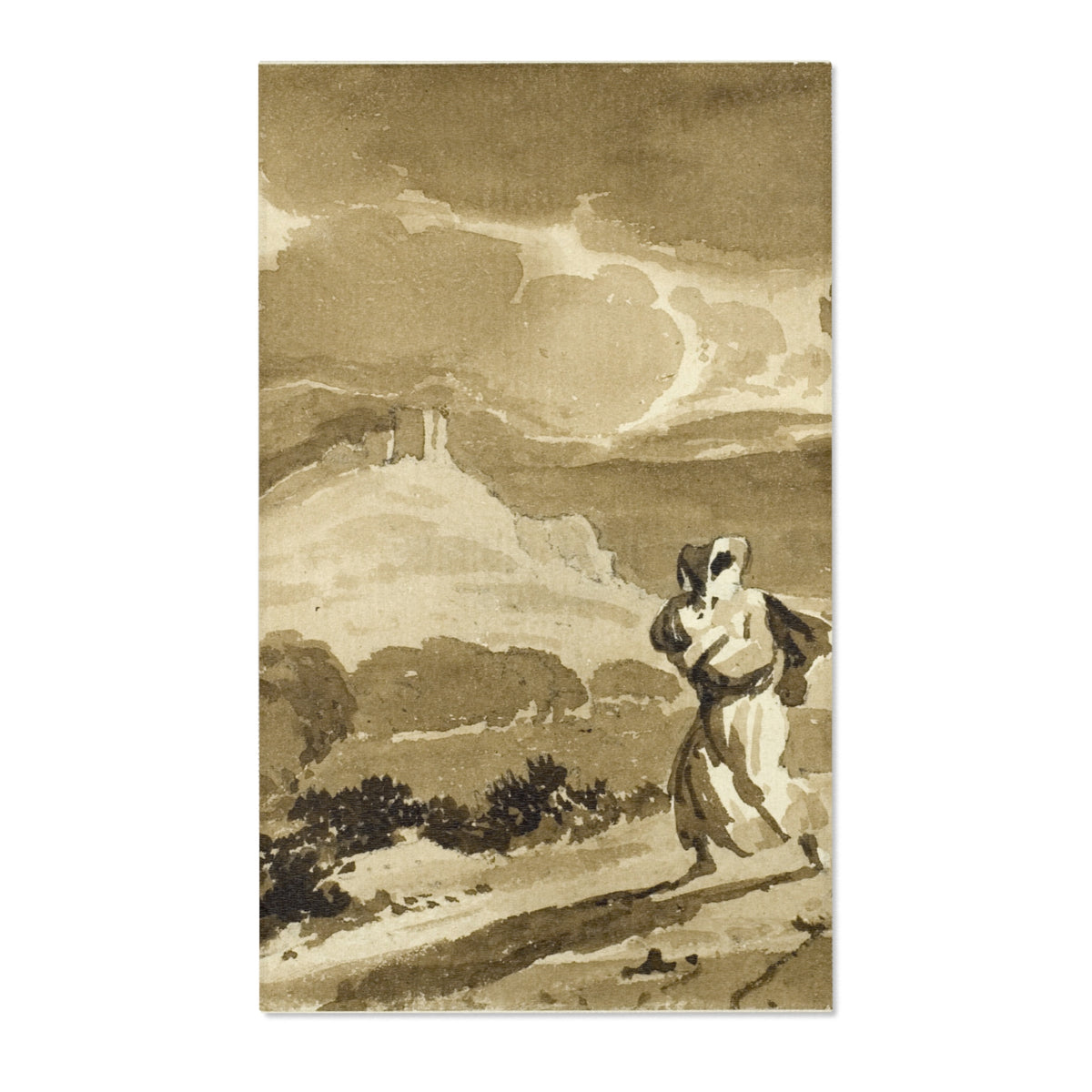 Woman with Baby Fleeing Across Moors — Constable Area Rug