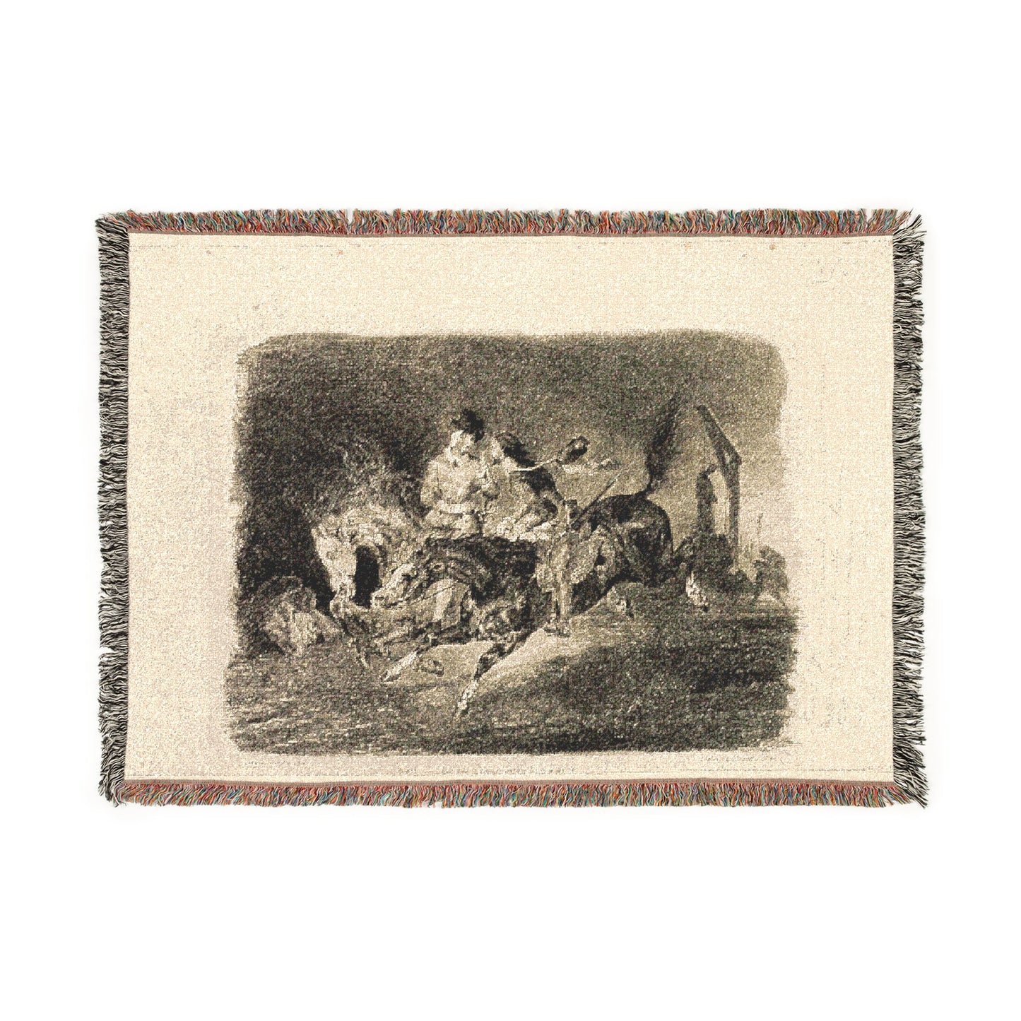 Eugène Delacroix - Faust and Mephistopheles Galloping Through the Night of the Witches' Sabbath | Tapestry Blanket