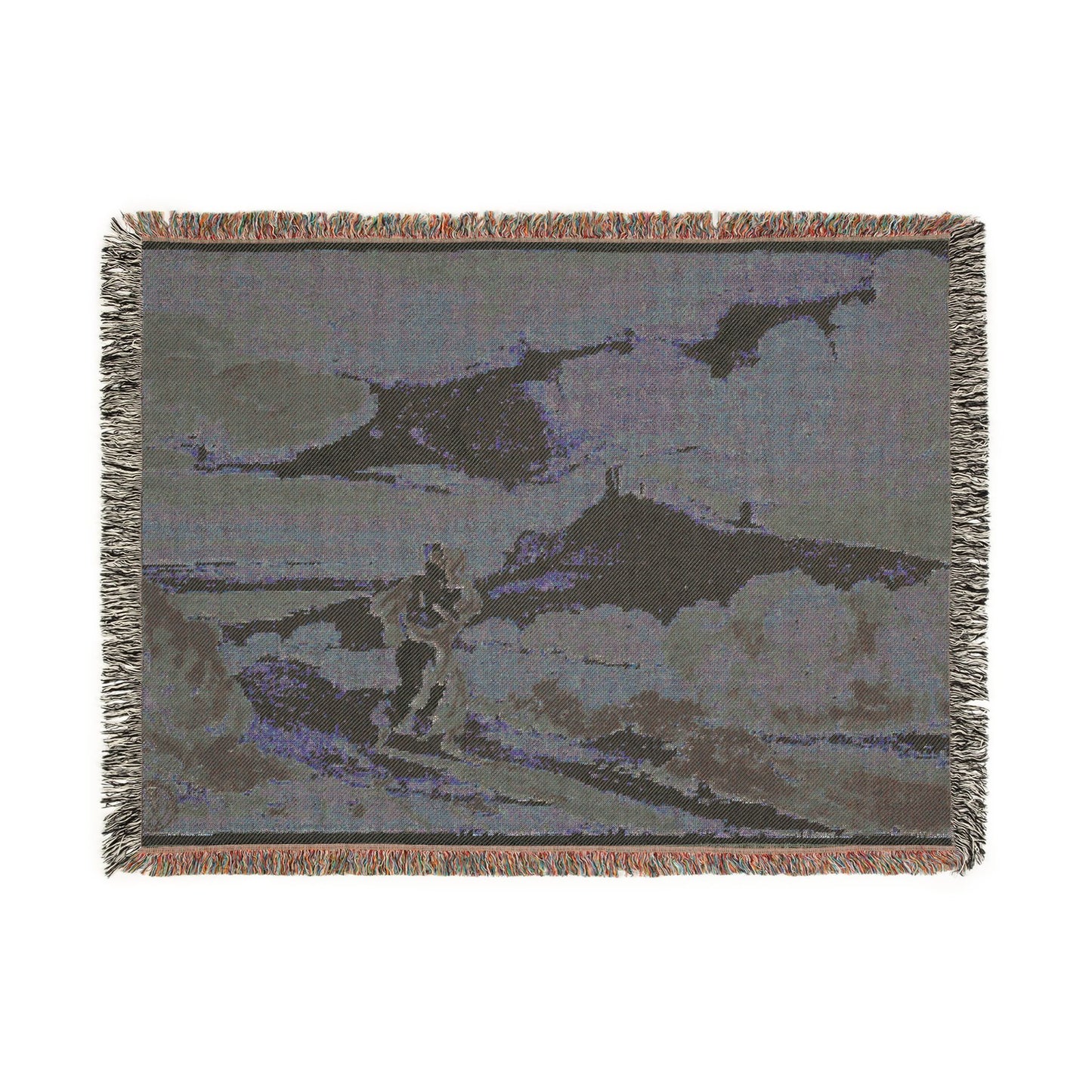 John Constable - Woman with Baby Fleeing Across Moors | Woven Tapestry Blanket