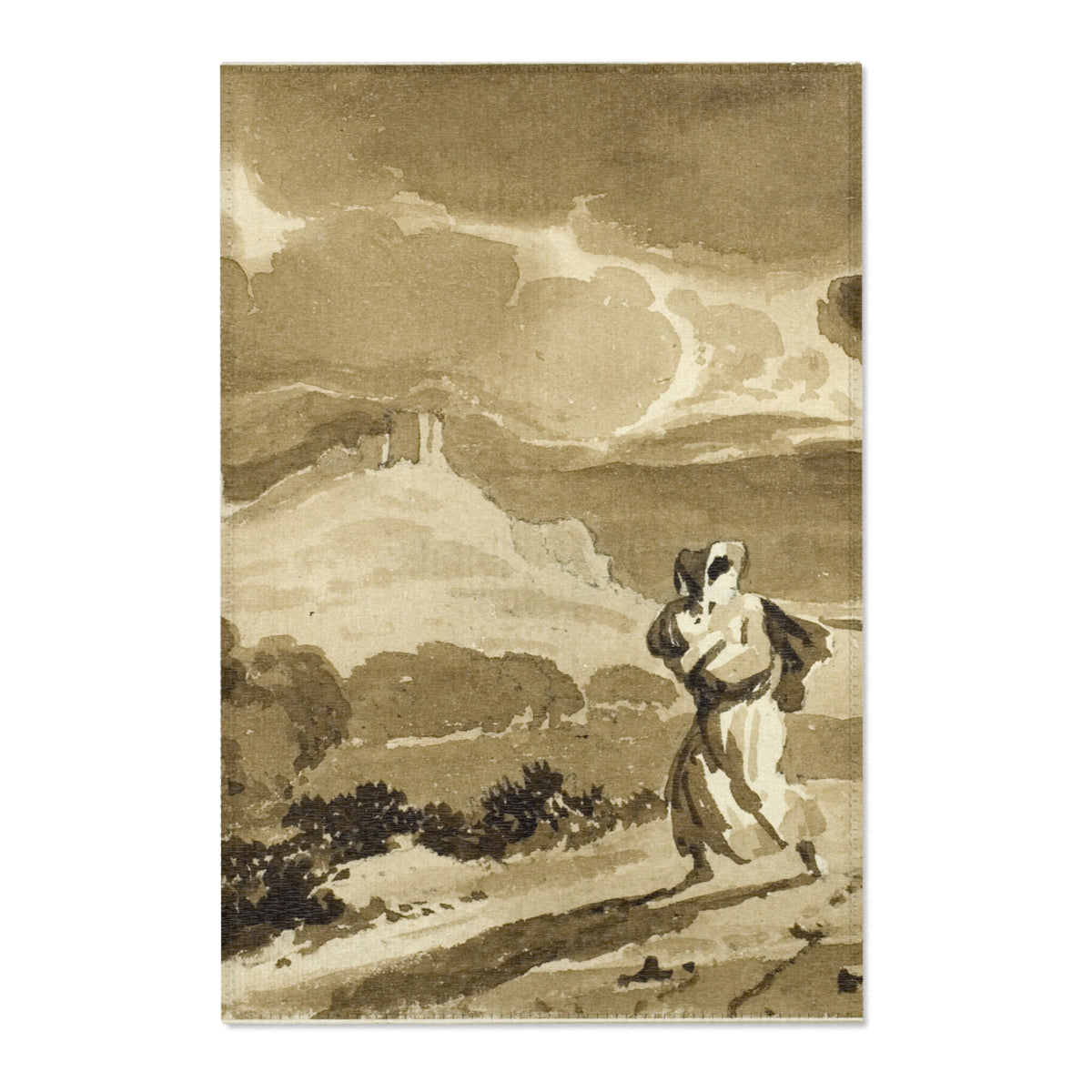 Woman with Baby Fleeing Across Moors — Constable Area Rug