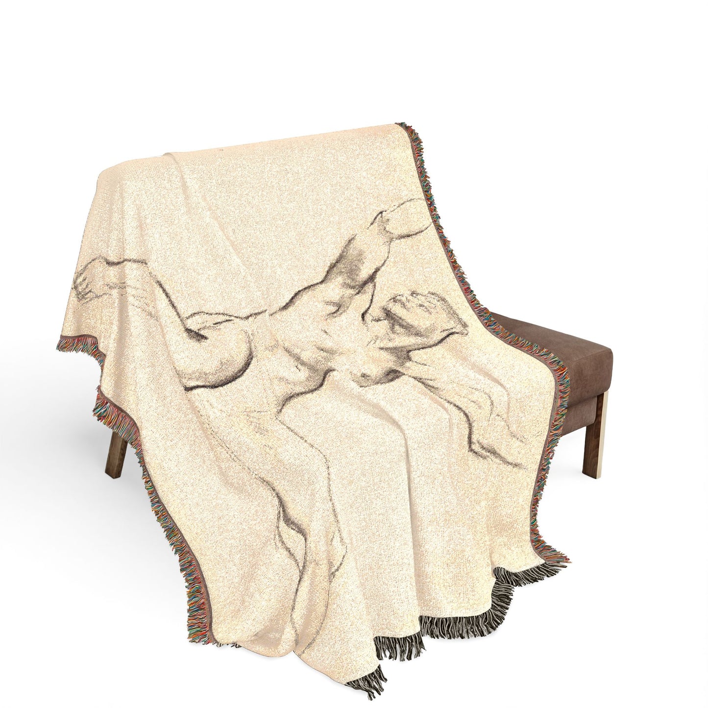 John Singer Sargent - Seated Male Nude, Arms Uplifted | Woven Tapestry Blanket