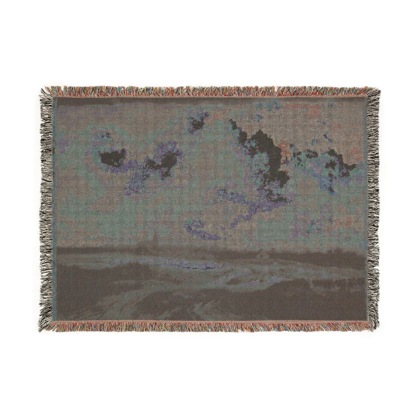 Dresden, Gemäldegalerie Alte Meister, Jacob van Ruisdael, ein Walddorf hinter Dünen | Woven Tapestry Blanket