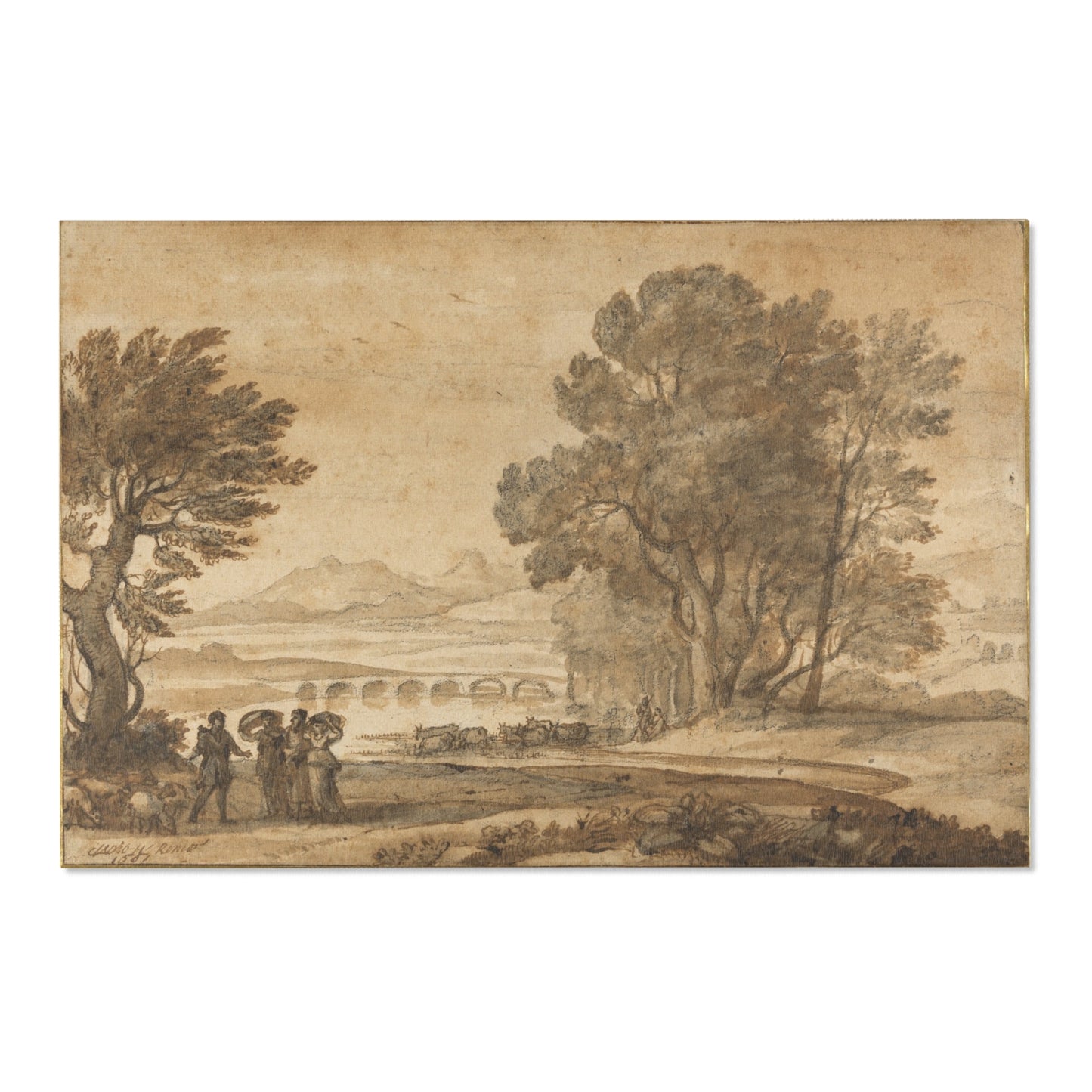 Claude Lorrain - A Wooded River Landscape with Jacob, Laban, and His Daughters | Area Rug