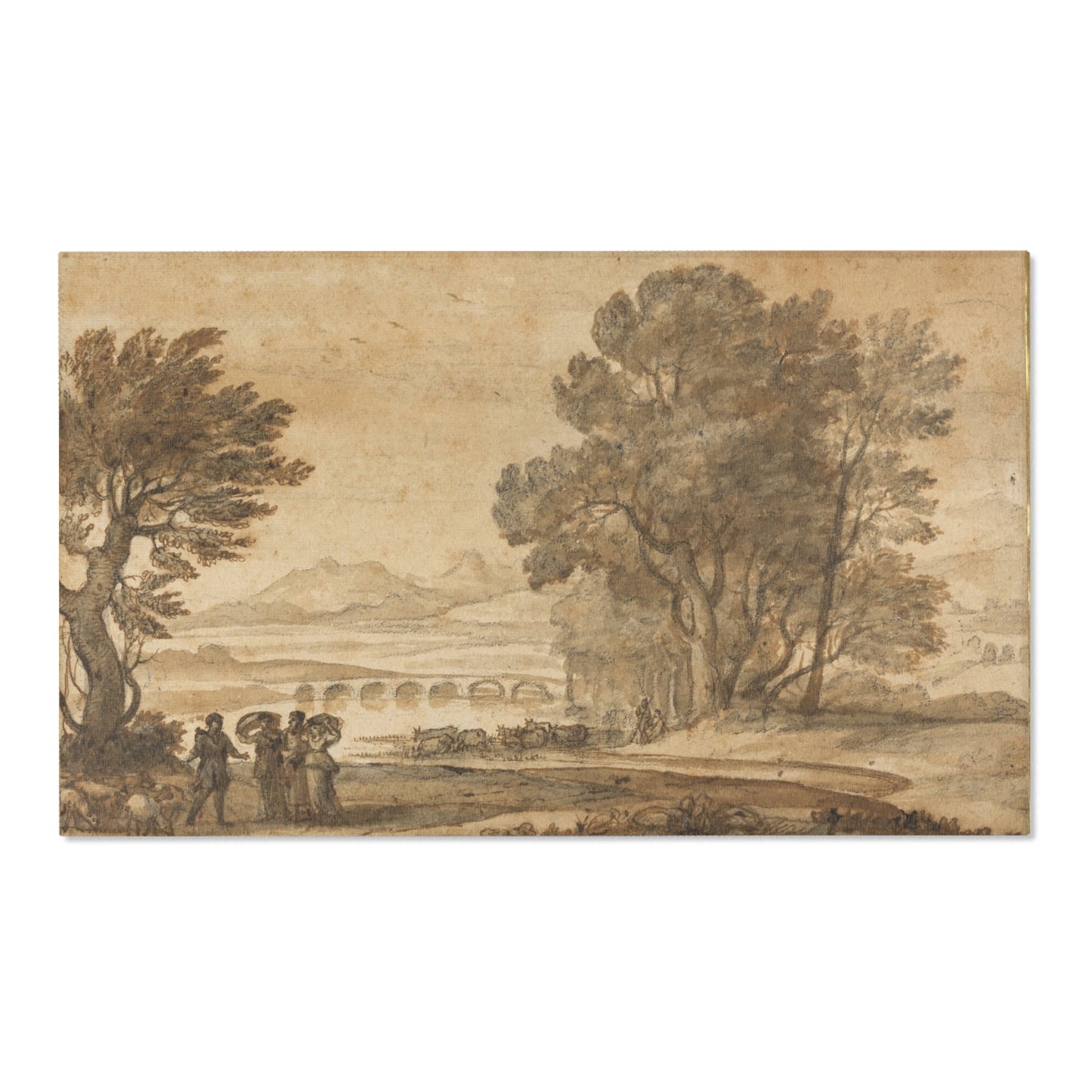 Claude Lorrain - A Wooded River Landscape with Jacob, Laban, and His Daughters | Area Rug