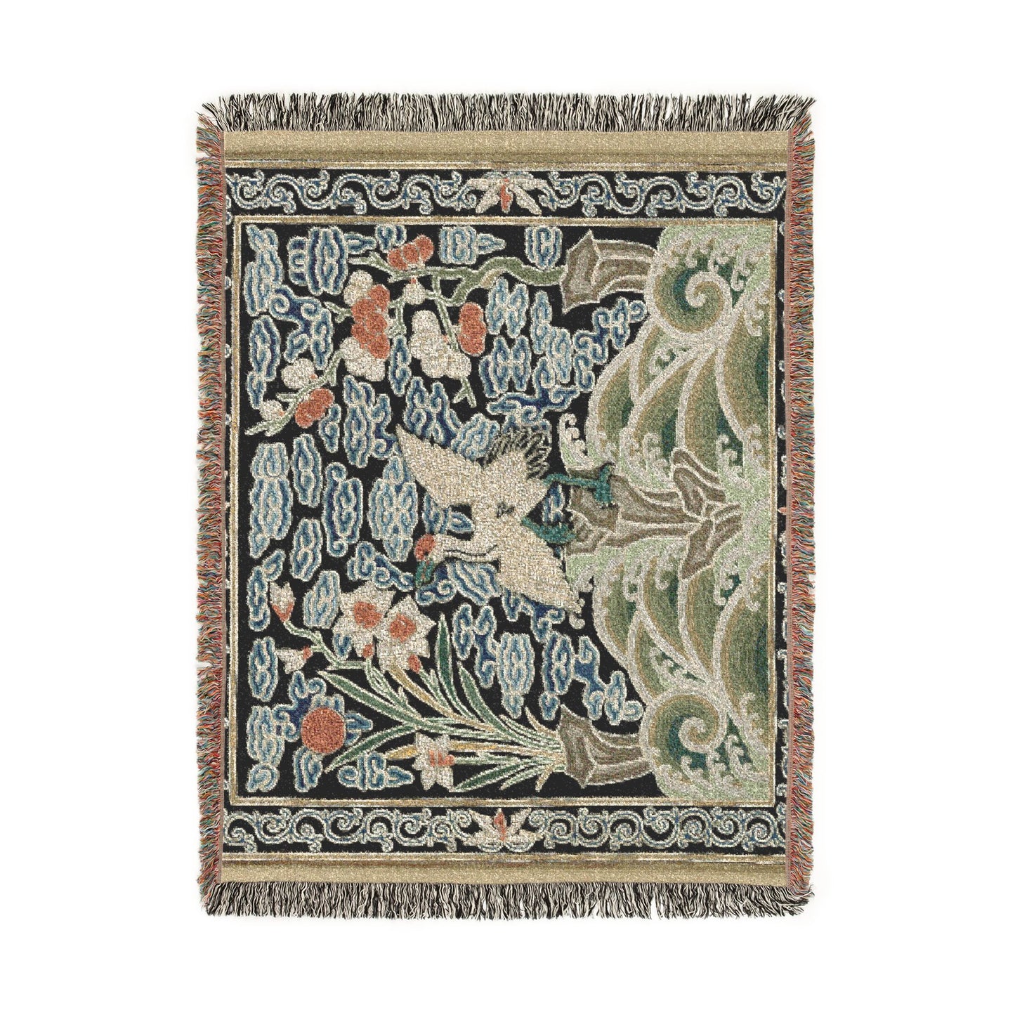 146_rank-badge-with-crane | Woven Tapestry Blanket