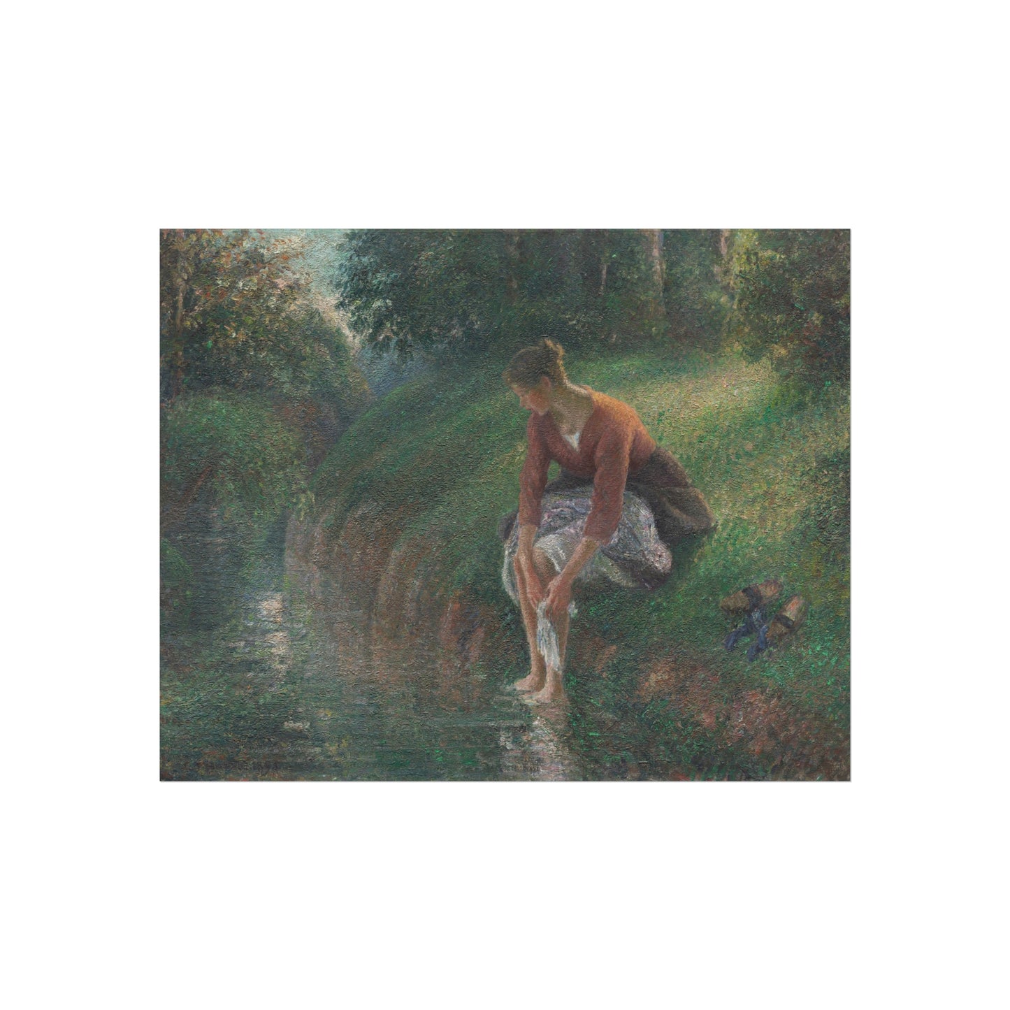 Camille Pissarro - Woman Bathing Her Feet in a Brook | Fine Art Poster