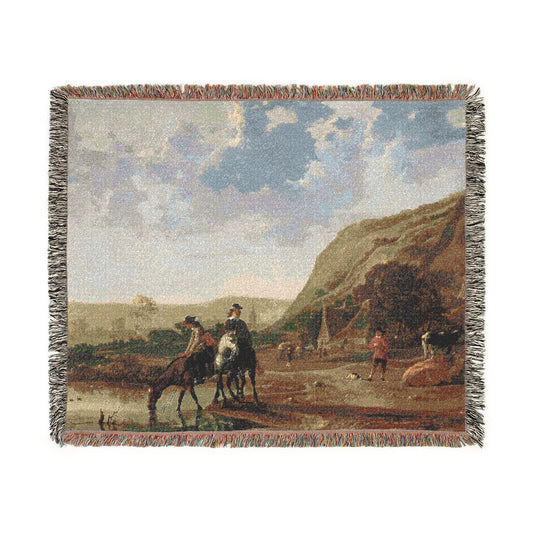River Landscape with Horsemen — Cuyp Tapestry Blanket