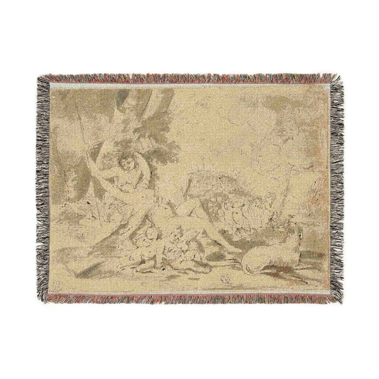 Nicolas Poussin - Figures, Chariot and Dog | Woven Tapestry Blanket