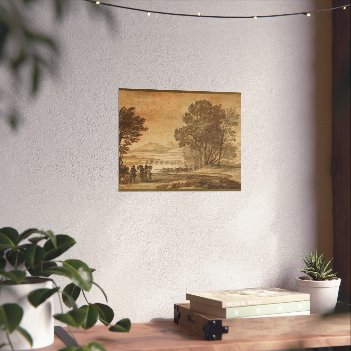 Claude Lorrain - A Wooded River Landscape with Jacob, Laban, and His Daughters | Fine Art Poster