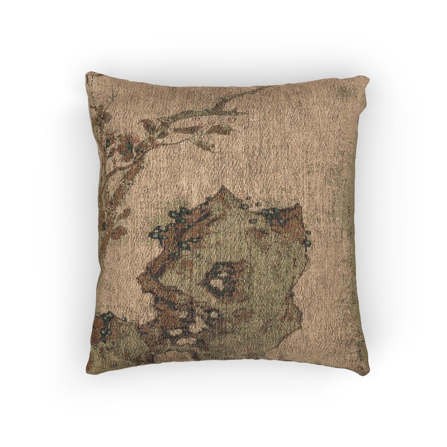 Birds on a Tree with Fruit and Autumn Foliage Woven Pillow