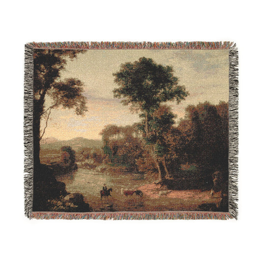 Crossing the Ford — Inness Tapestry Blanket