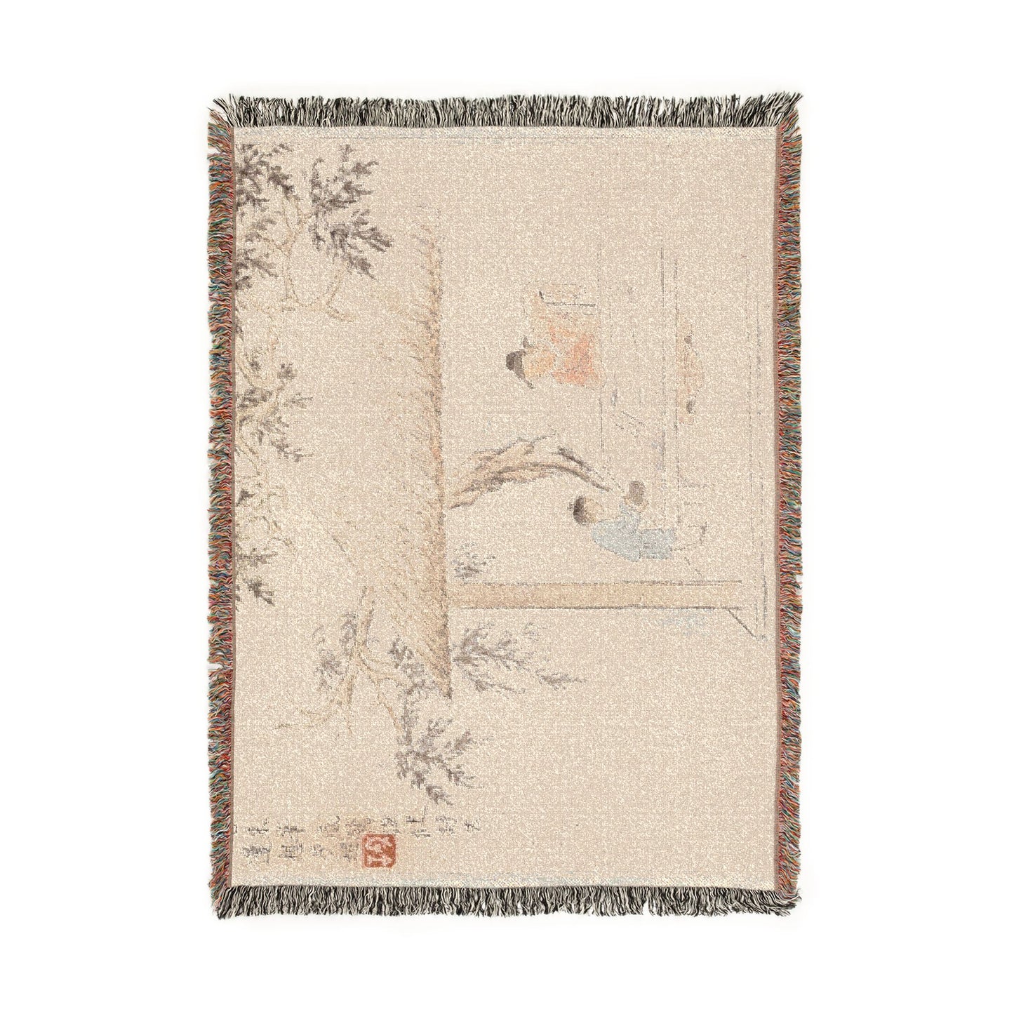 118_a-scholar-at-a-table-with-a-servant | Woven Tapestry Blanket