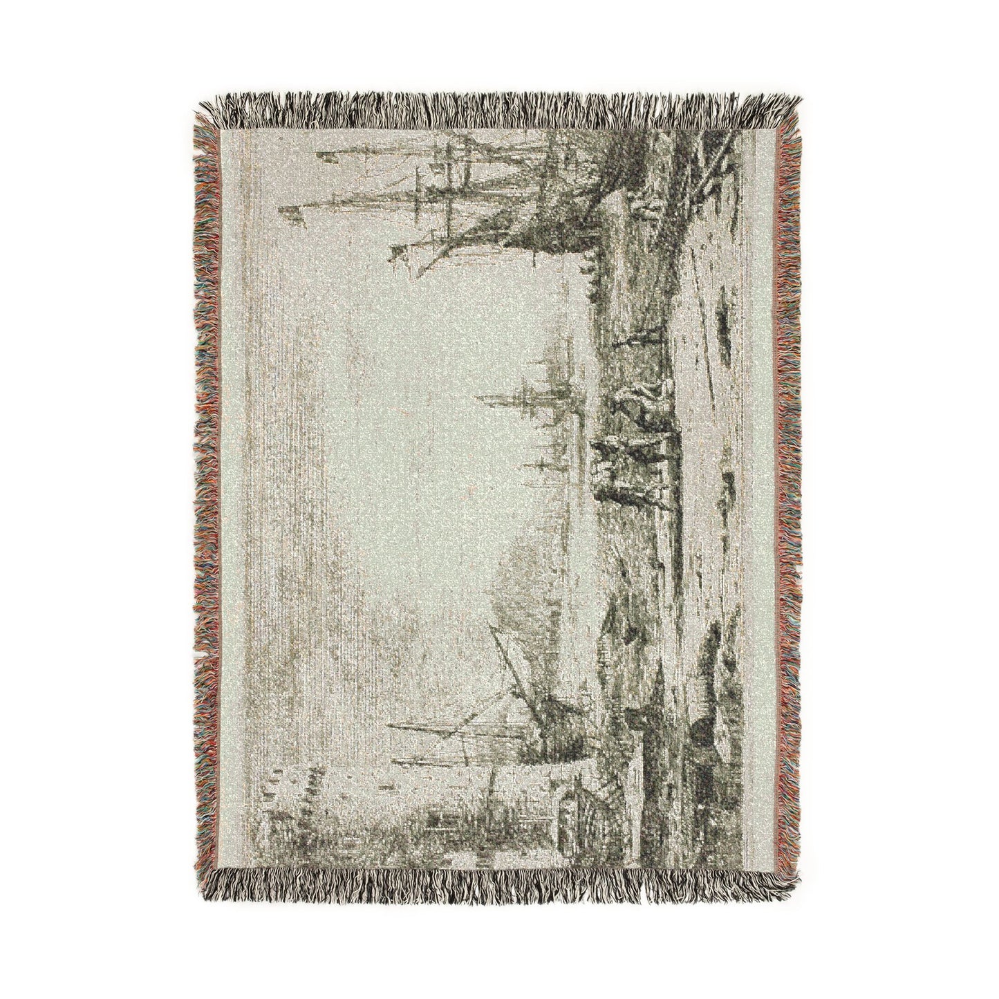 Claude Lorrain - Harbor with a Large Tower | Woven Tapestry Blanket