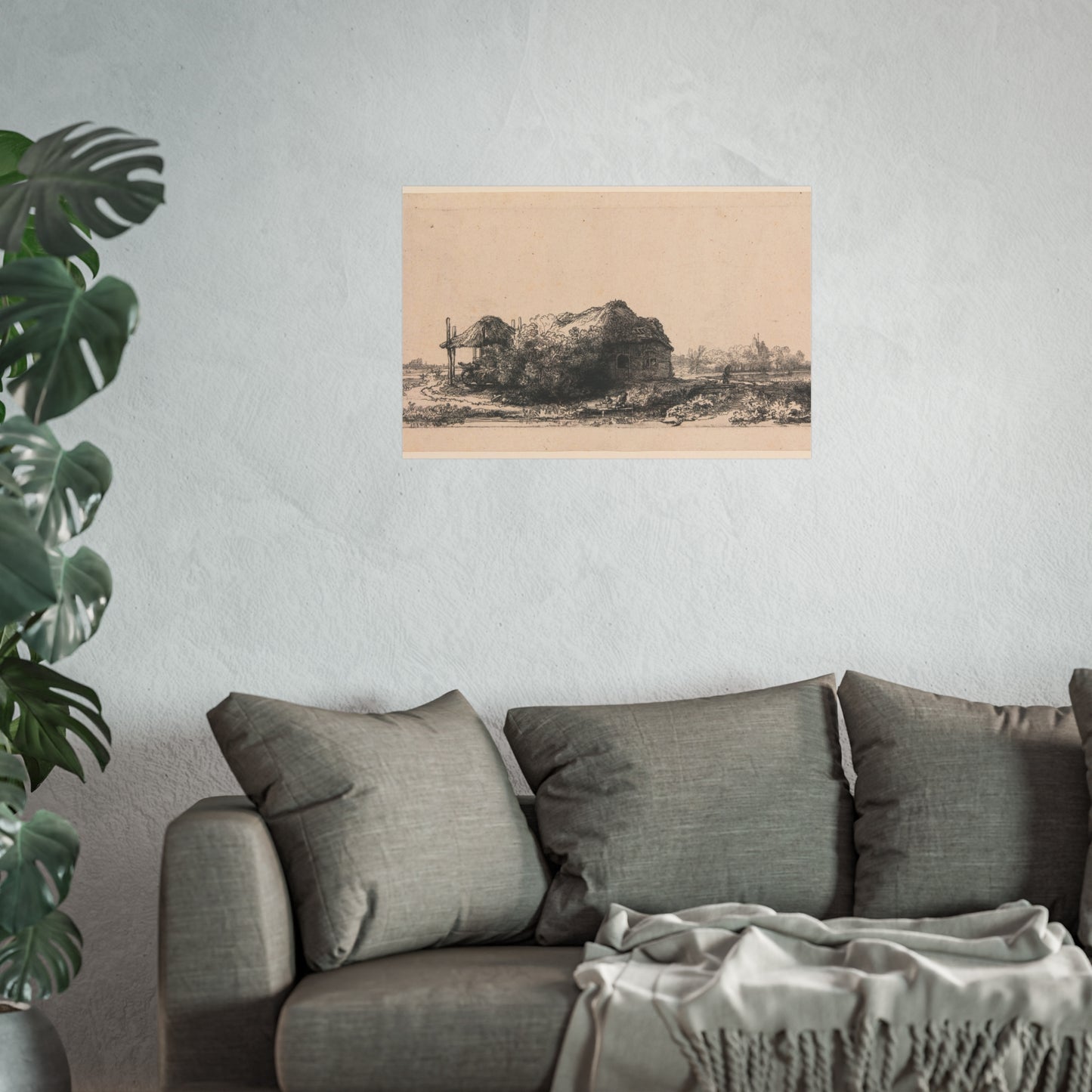 Rembrandt van Rijn - Landscape with Cottages and a Hay Barn Oblong | Fine Art Poster