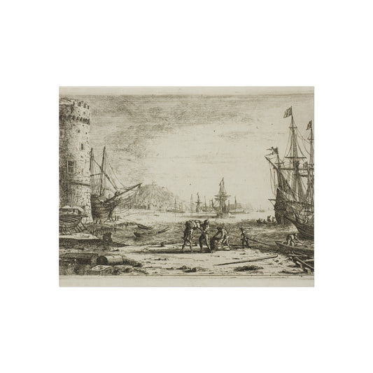 Harbor with a Large Tower — Claude Lorrain Fine Art Poster