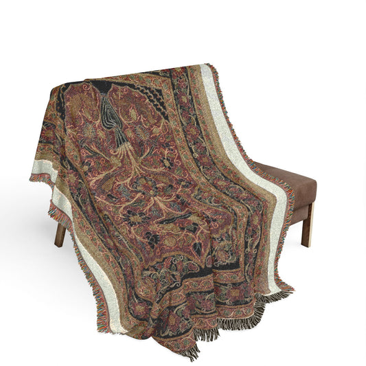 Royal Round Tent made for Muhammad Shah (wall panel with one design unit) Woven Throw Blanket