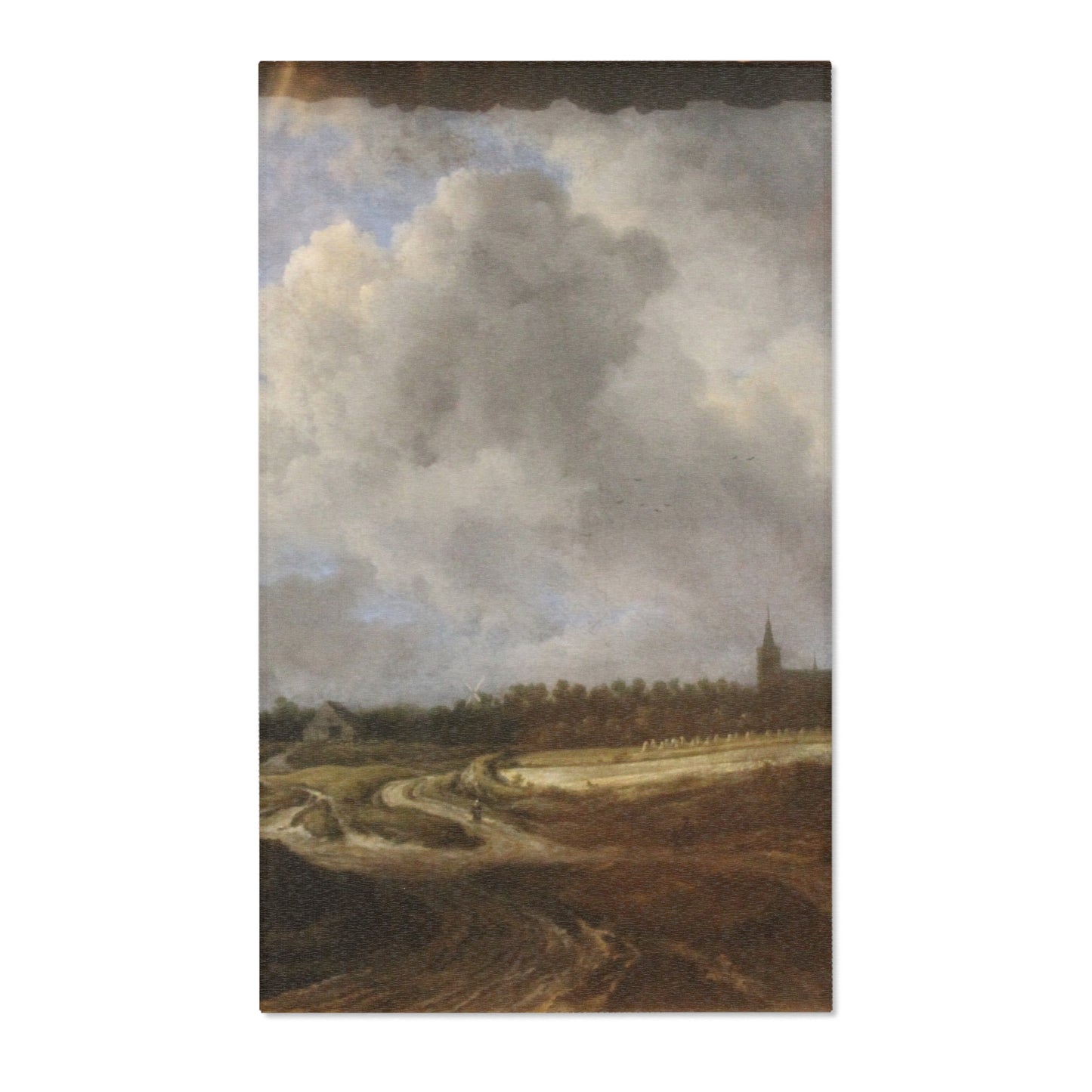 Dresden, Gemäldegalerie Alte Meister, Jacob van Ruisdael, ein Walddorf hinter Dünen | Area Rug