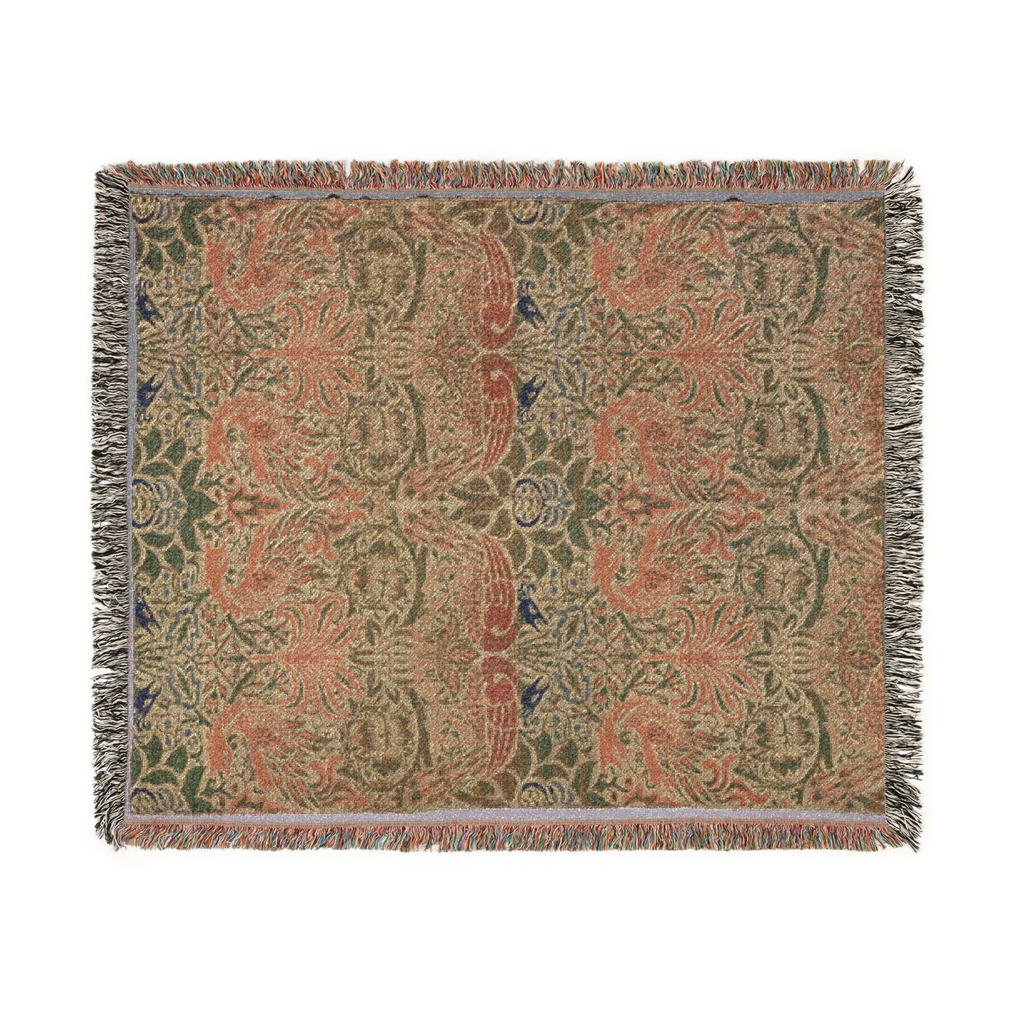 Peacock and Dragon Woven Throw Blanket