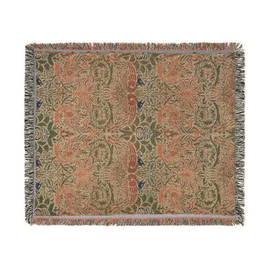 Peacock and Dragon Woven Throw Blanket