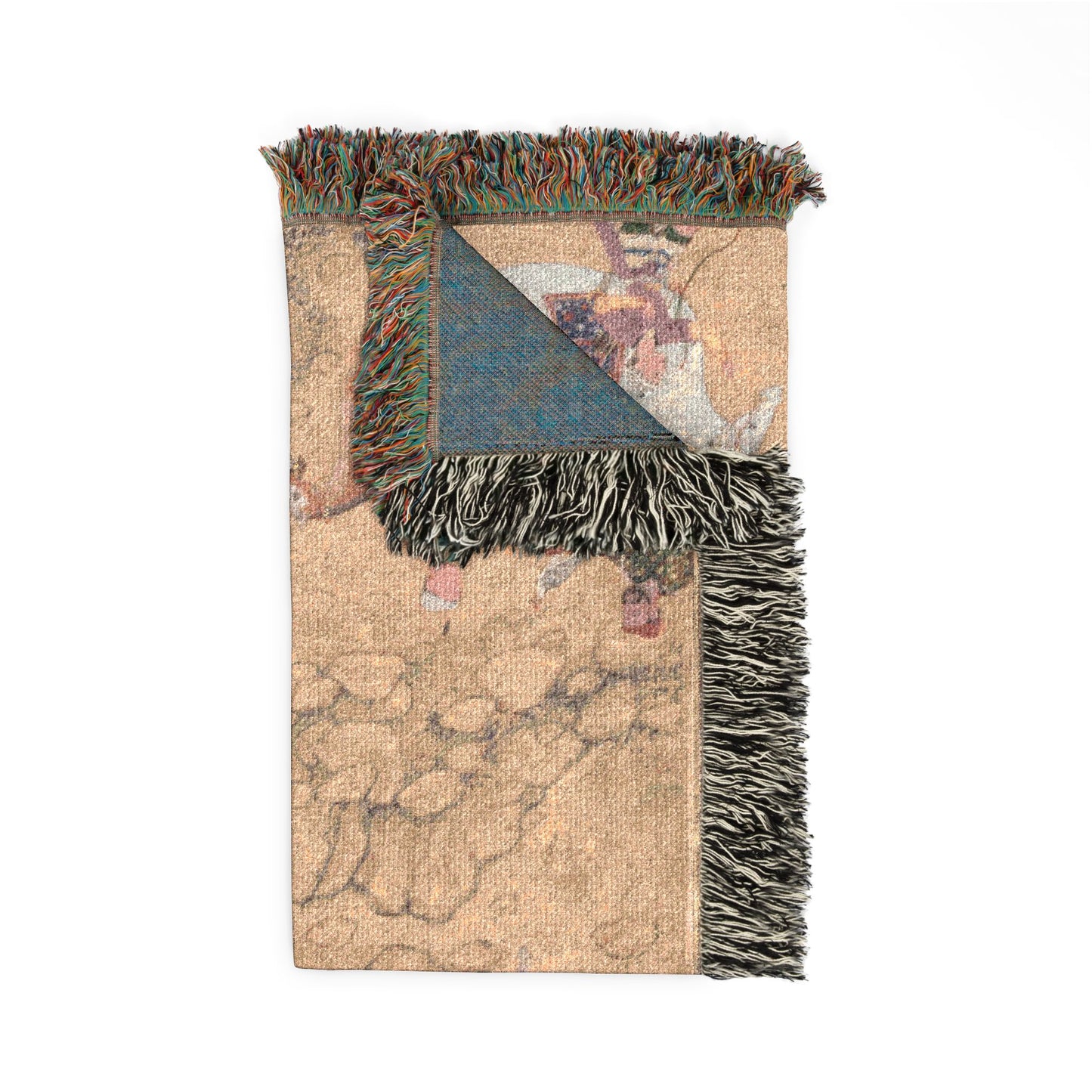 Hunting with falcons in a landscape (recto) Woven Throw Blanket