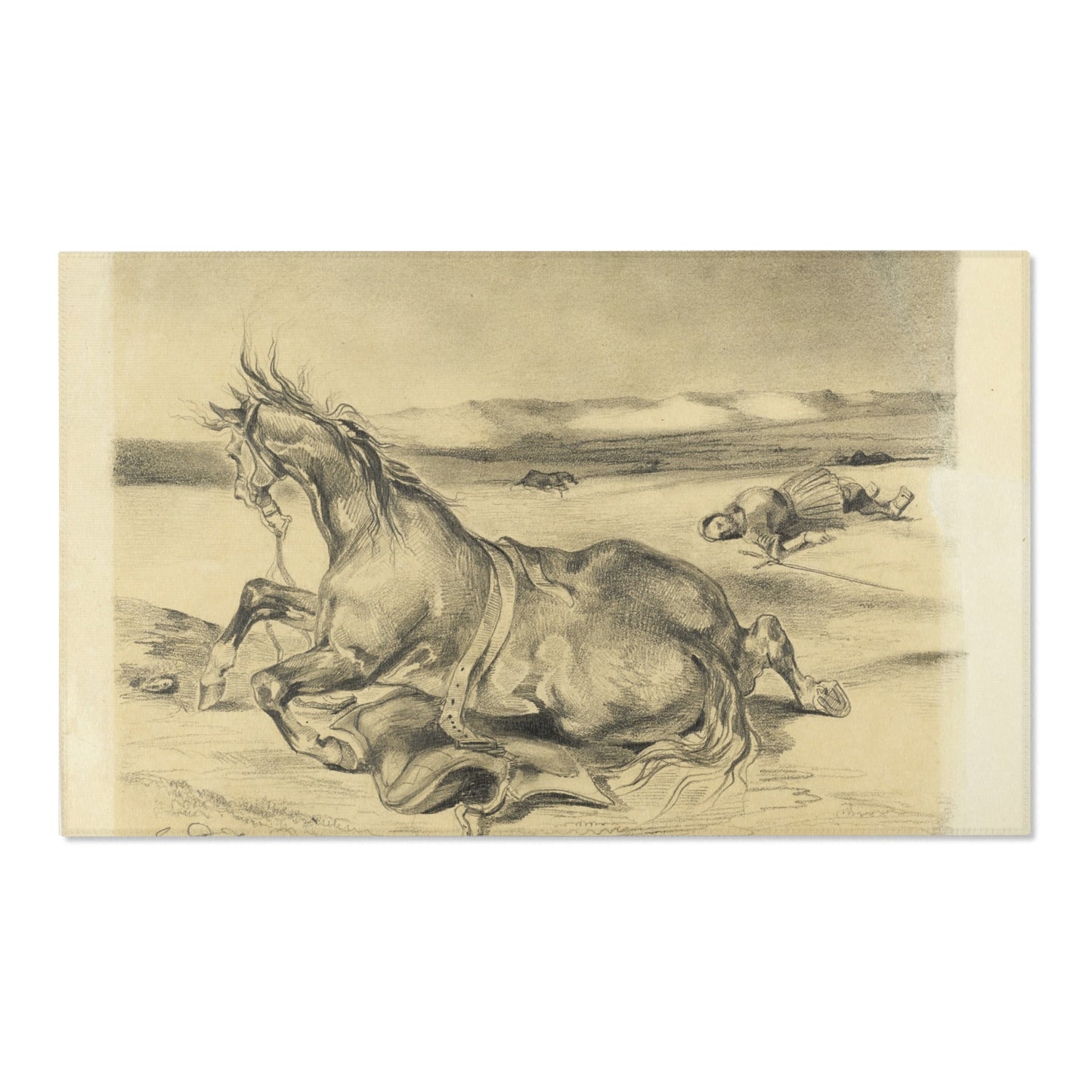 Eugène Delacroix - Fallen Horse and Dead Knight | Area Rug