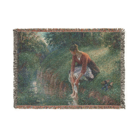 Woman Bathing Her Feet — Pissarro Tapestry Blanket