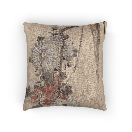 Parrot and Chrysanthemums Pillow