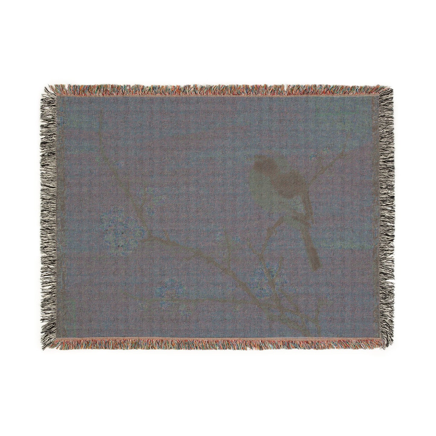 069_bird-on-a-flowering-branch | Woven Tapestry Blanket