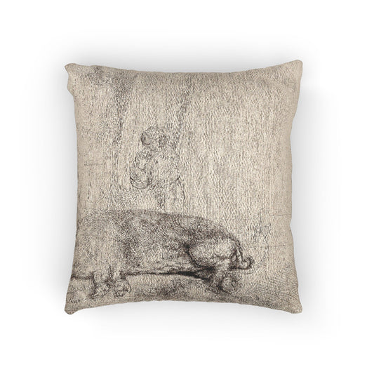 The Hog — Rembrandt van Rijn Woven Pillow