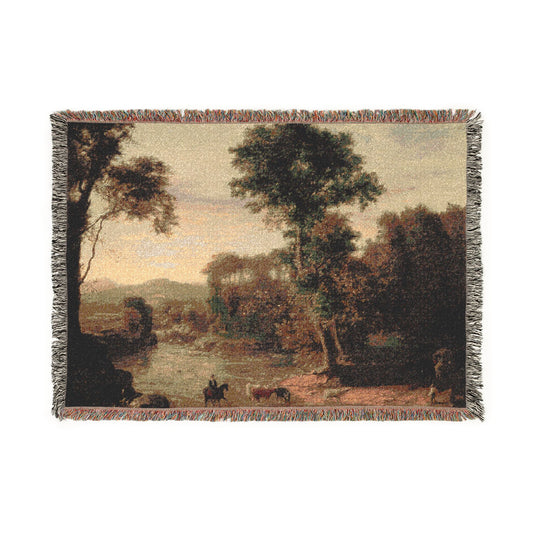 Crossing the Ford — Inness Tapestry Blanket