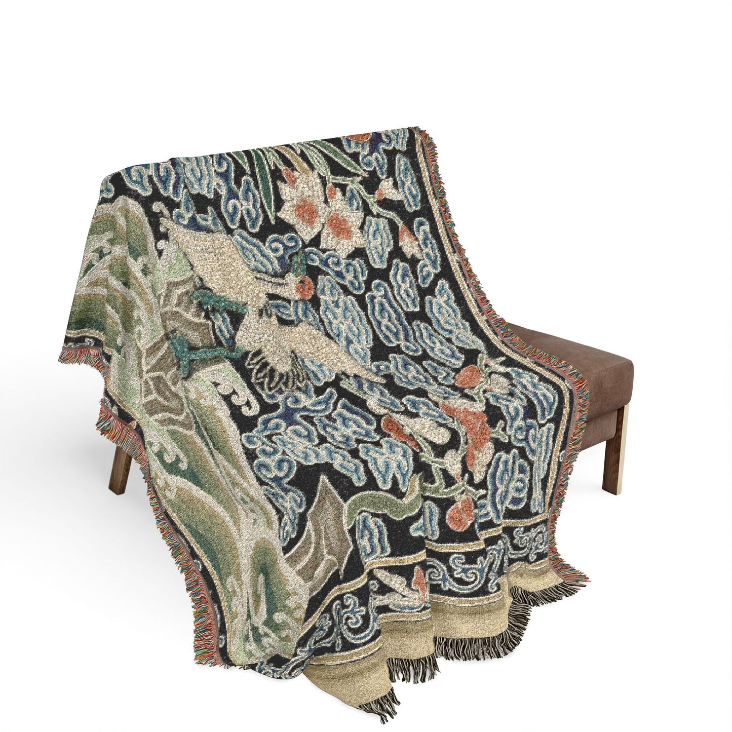 146_rank-badge-with-crane | Woven Tapestry Blanket
